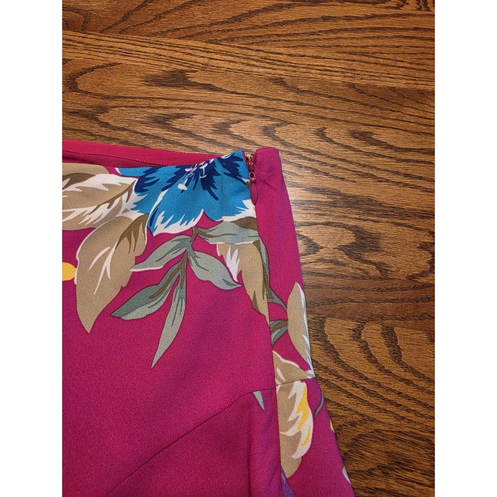 Lauren Ralph Lauren Georgette Floral Skirt Womens Size 6 Fuchsia Pink A-line - Picture 7 of 13